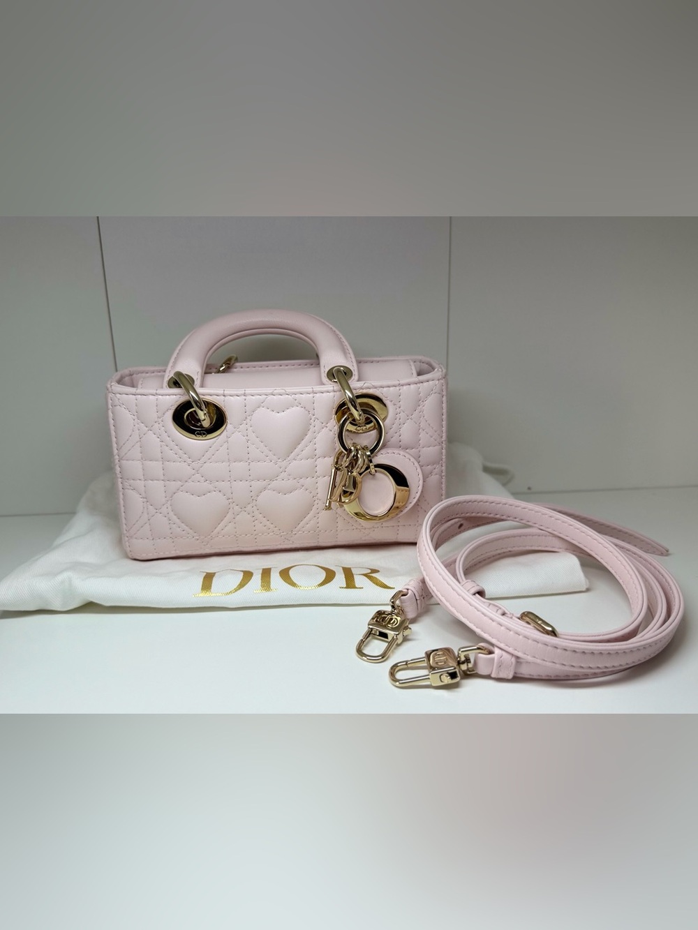 Dior Dioramour Lady D-Joy Micro Pale Pink Heart Bag